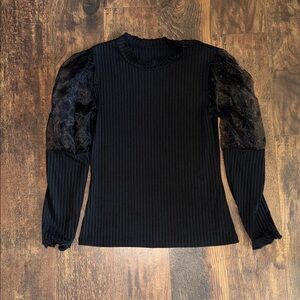 Elegant Black Lace Sleeve Top